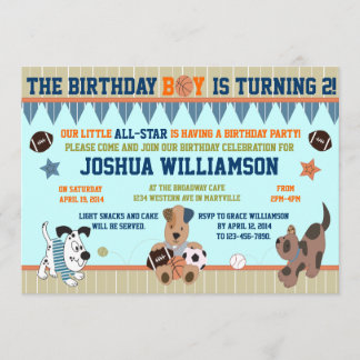Convite de aniversário All-Star Puppies Boy