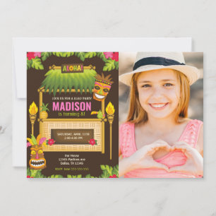 Convite de Aniversário Aloha Tropical Luau Floral