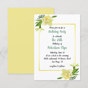 Convite de aniversário Amarelo Floral