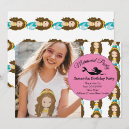 Convite de aniversário Amarelo Mermaid