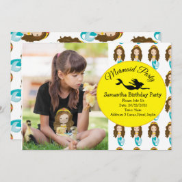 Convite de aniversário Amarelo Mermaid