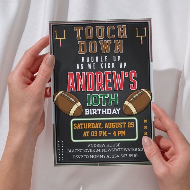 Convite de aniversário Americano de Futebol (American Football Birthday Party Invitation)