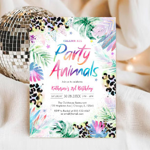 Convite de Aniversário Animais da Selva Leopardo F