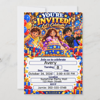 Convite de Aniversário AnimatedLabbs Vamos Celebra