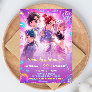 Convite de Aniversário Anime Kawaii Fofo Japonês