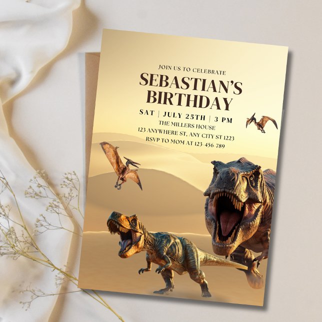 Convite de aniversário ao dinossauro, T Rex Dino A (Criador carregado)