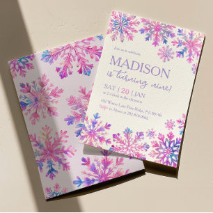 Convite de Aniversário ao Floco de Neve de inverno