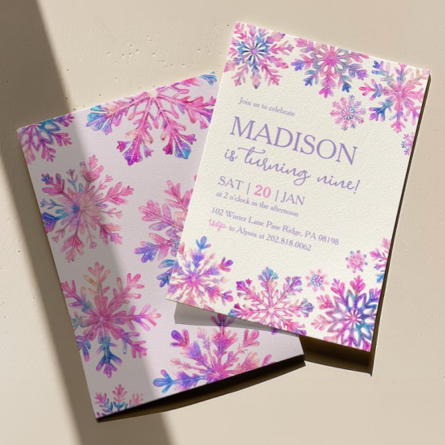 Convite de Aniversário ao Floco de Neve de inverno (Criador carregado)