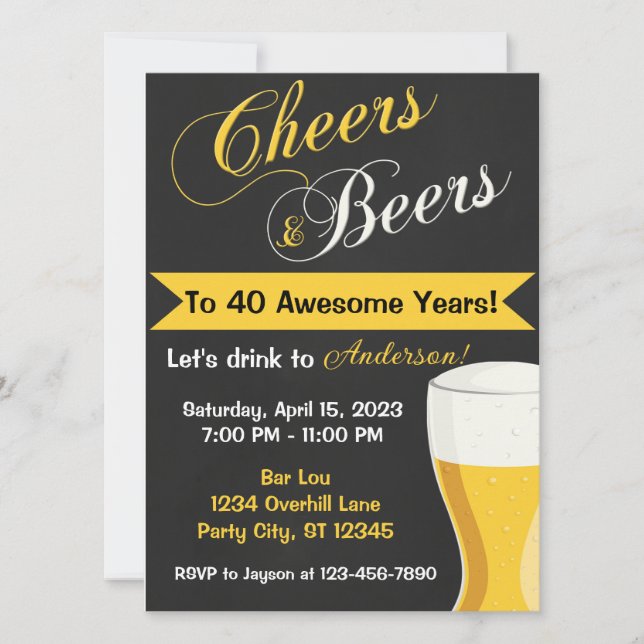 Convite de Aniversário: Aplaudindo e Bebendo Cerve (Frente)