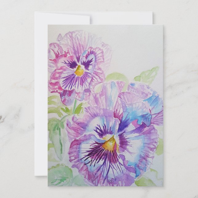 Convite de Aniversário Aquarela Arte Violeta Amor- (Frente)