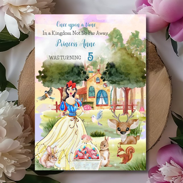Convite de aniversário aquarela da Princesa Snowy (Criador carregado)