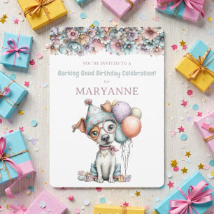 Convite de Aniversário Aquarela de Cachorro Capric