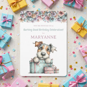 Convite de Aniversário Aquarela de Cachorro Capric