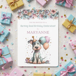 Convite de Aniversário Aquarela de Cachorro Capric