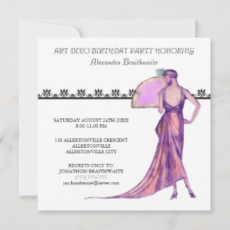 Convite de aniversário Art Deco de 1920
