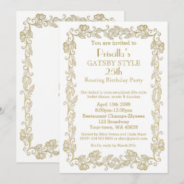 Convite de aniversário Art Deco,Mulher,gol branco