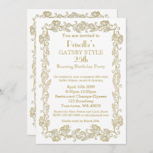 Convite de aniversário Art Deco,Mulher,gol branco