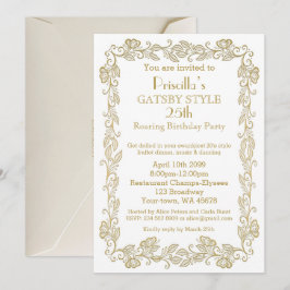 Convite de aniversário Art Deco,Mulher,gol branco