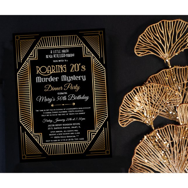 Convite de Aniversário Art Deco Rugindo Anos 20 (Criador carregado)