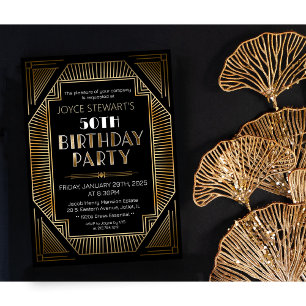 Convite de Aniversário Art Déco Rugindo Anos 20