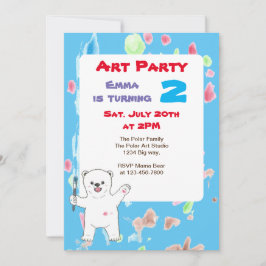 Convite de Aniversário Arte de Ursos Polares Fofos