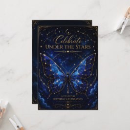 Convite de Aniversário Asas de Safira Celestial