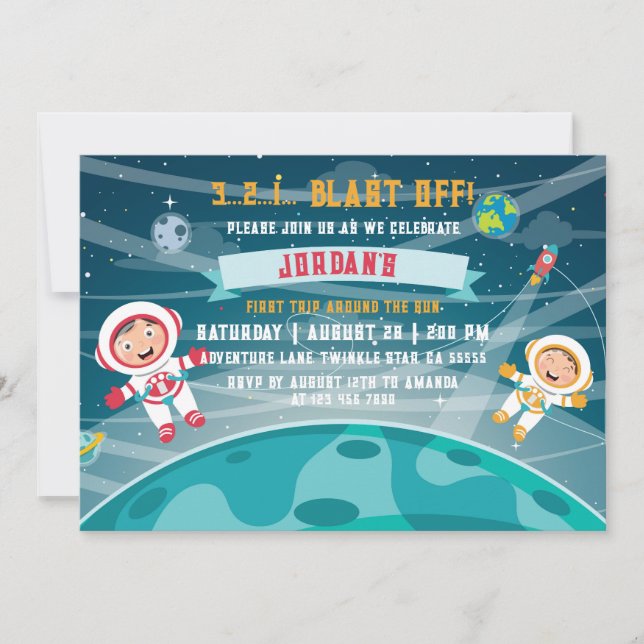 Convite de Aniversário Astronauta Espaço Sideral (Frente)