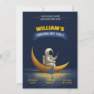 Convite de Aniversário Astronauta Lua Espaço