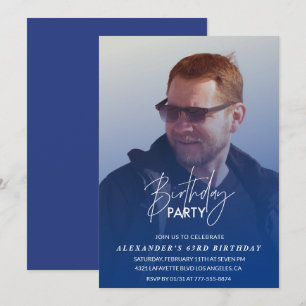 Convite de aniversário azul 63 anos Festa de anive