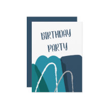 Convite de Aniversário Azul abstrato Moderno