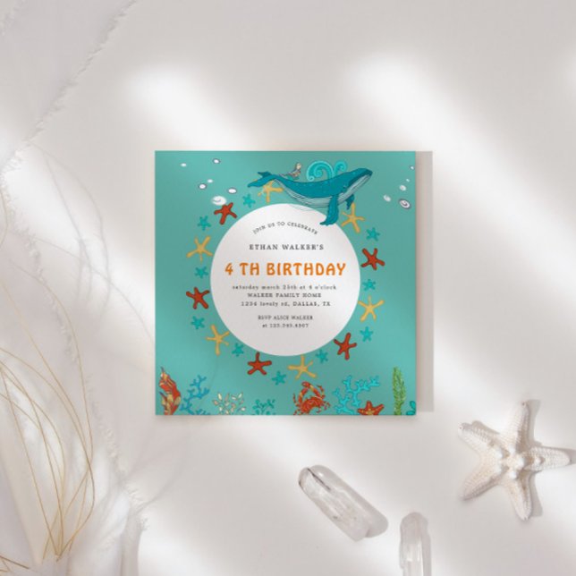 Convite De Aniversário Azul E Branco Da Festa Do O (Criador carregado)