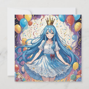 Convite de aniversário azul para animadora
