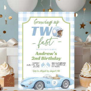 Convite de Aniversário Azul Préppy Retro TWO Rápid