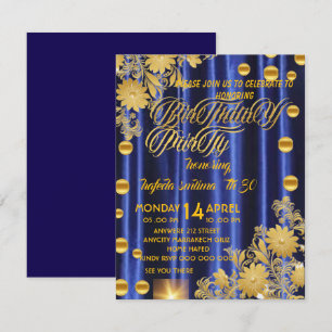 Convite de Aniversário Azul Royal Dourado, Mulher