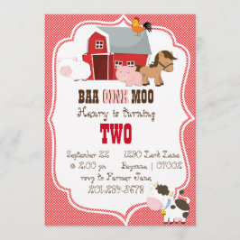 Convite de aniversário Baa-Oink-Moo