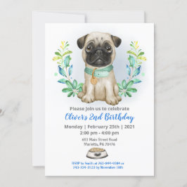 Convite de aniversário Baby Pug