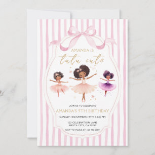 Convite de Aniversário Bailarina Fofa Tutu Laço Ro