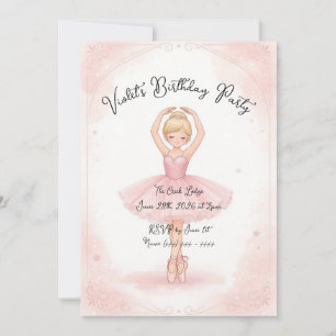 Convite de Aniversário Bailarina Rosa