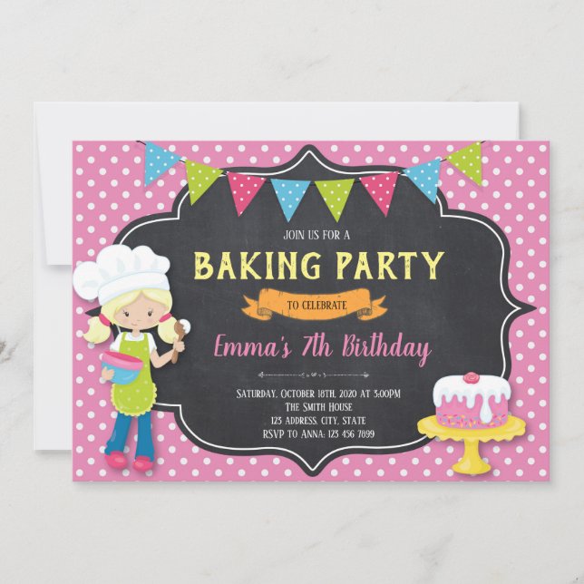 Convite de aniversário Baking (Frente)