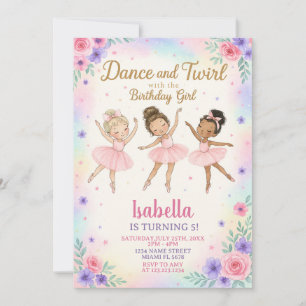 Convite de aniversário Ballerina Personalizado