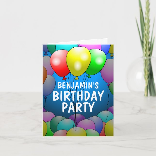 Convite de Aniversário Balões Dobrados (Frente)