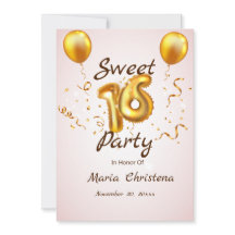 Convite de Aniversário Balões Golden Glow Sweet 16
