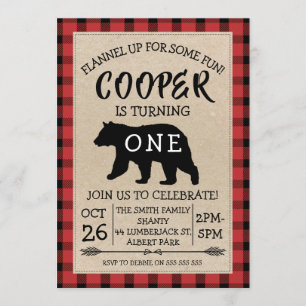 Convite de aniversário Bear Lumberjack