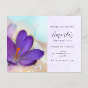 Convite de Aniversário Belo Crocus Roxo da Primave
