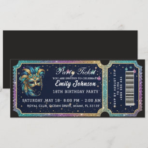 Convite de Aniversário Bilhete de Festa Dourado