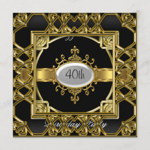 Convite de Aniversário Black Gold Preto Dourado