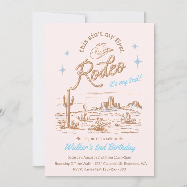 Convite de Aniversário Blue Ain't My First Rodeo (Frente)