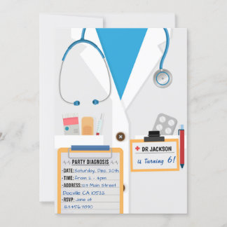 Convite de aniversário Blue Doctor Scrubs