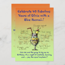 Convite de Aniversário Blue Hawaii