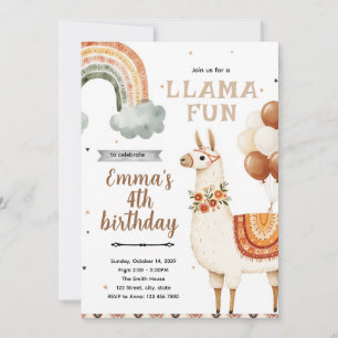 Convite de Aniversário Boho Llama